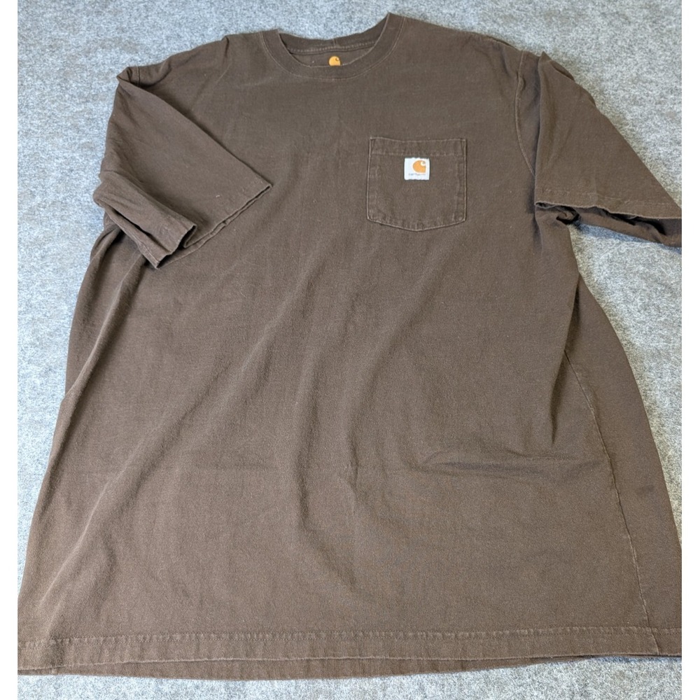 Carhartt Men's T-Shirt Original Fit Short Sleeve Pocket Brown Size  XL Tall
